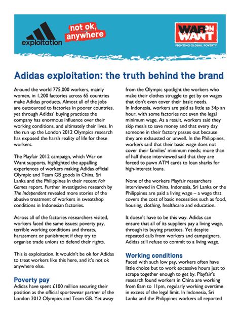 Adidas exploitation: the truth behind the brand .